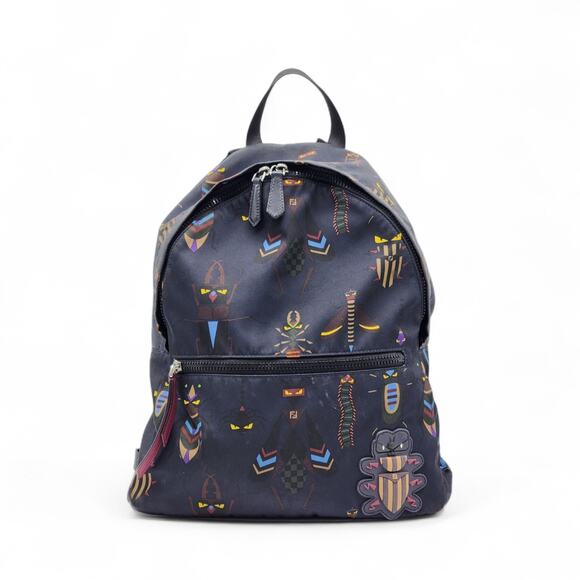 Fendi Monster Unisex Backpack Limited Edition 7VZ043 Black - Picture 1 of 9